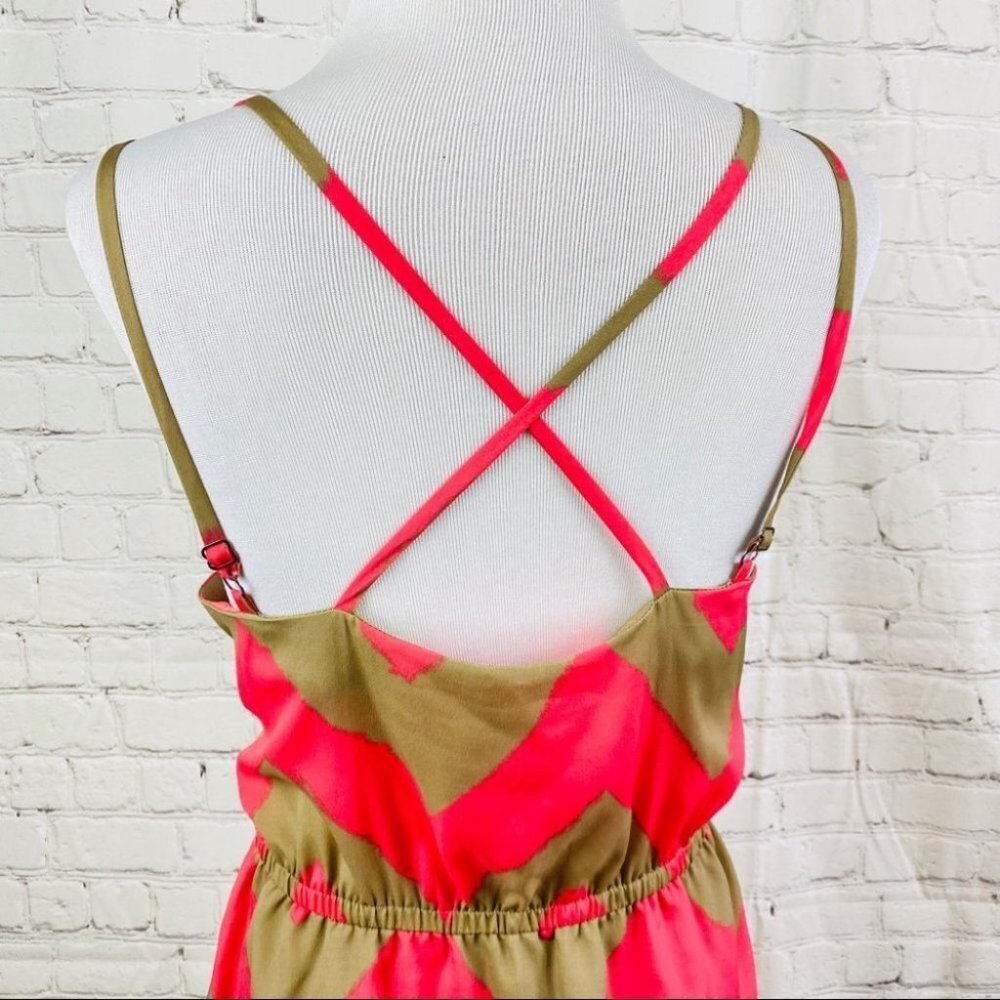 BCBGeneration Summer Strap Dress Pink Tan Ruffles - Picture 11 of 16